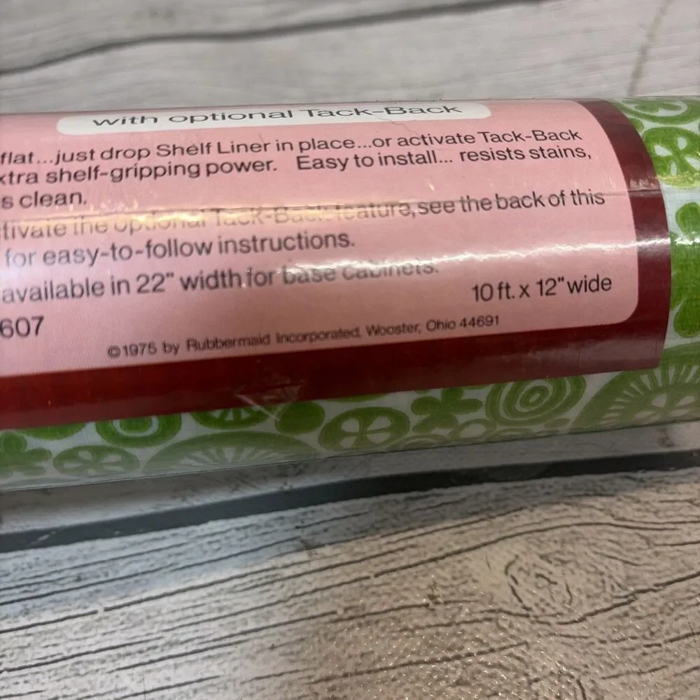 Rubbermaid Shelf Liner Vintage 1976 Groovy Floral Lime Green 10 Feet NEW 1607